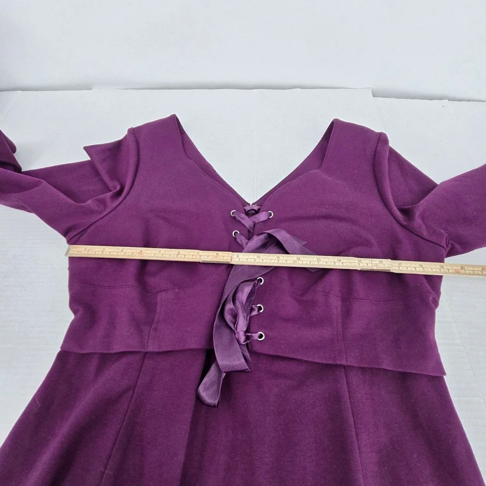 Lane Bryant Sheath Dress 14 Purple Lace Up Knee Length Cocktail Feminine NWT
